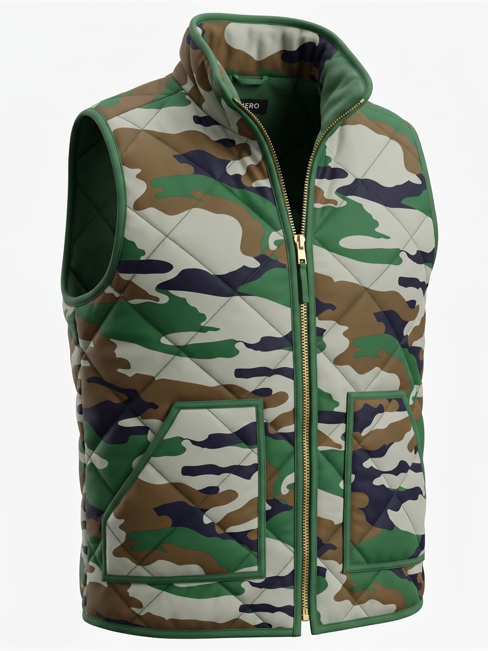 J.Crew Mercantile Quilted Camo Zip Vest in Green/Brown/Black Oversized XS